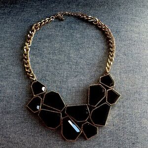 Elegant Black and Gold Statement Necklace